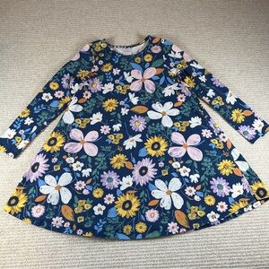 Hanna Andersson Blue Floral Long Sleeve Kids 8 Playground Skater Dress Twirl